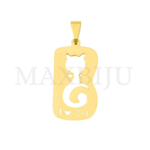 Stainless Steel "I Love Cat" Pendant 29x15mm