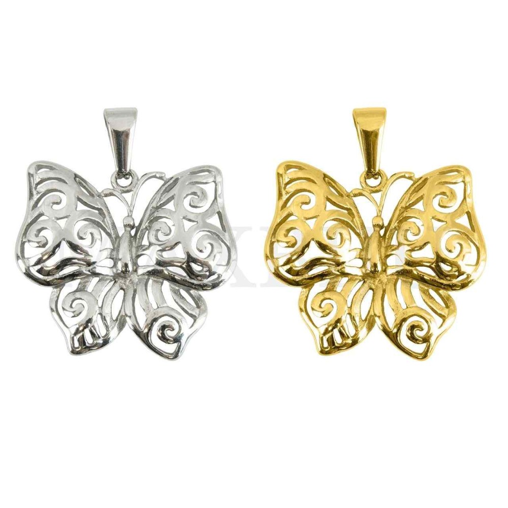 Stainless Steel Butterfly Pendant 33x30mm