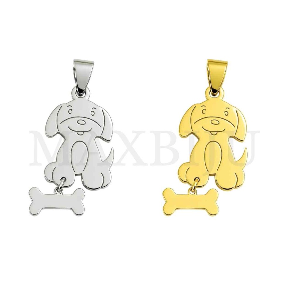 Stainless Steel Dog Pendant 27x12mm