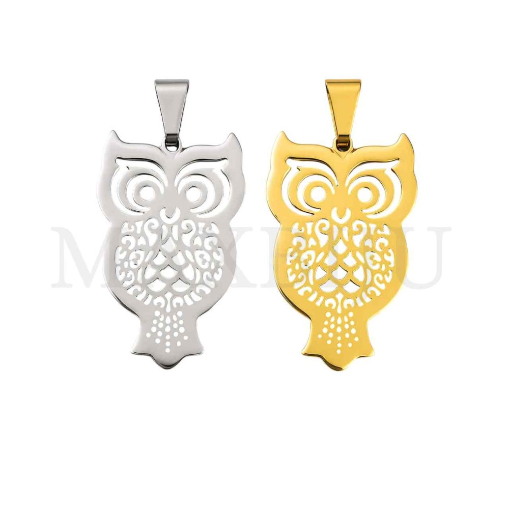 Stainless Steel Owl Pendant 32x54mm