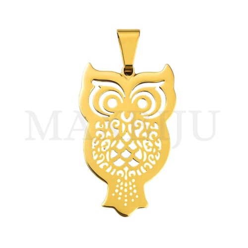 Stainless Steel Owl Pendant 32x54mm