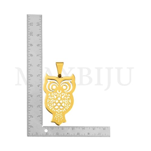 Stainless Steel Owl Pendant 32x54mm