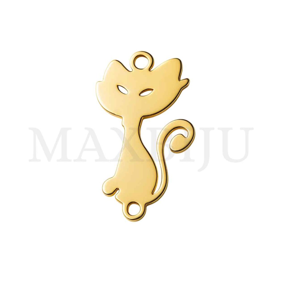 Stainless Steel Cat Pendant 17x10mm
