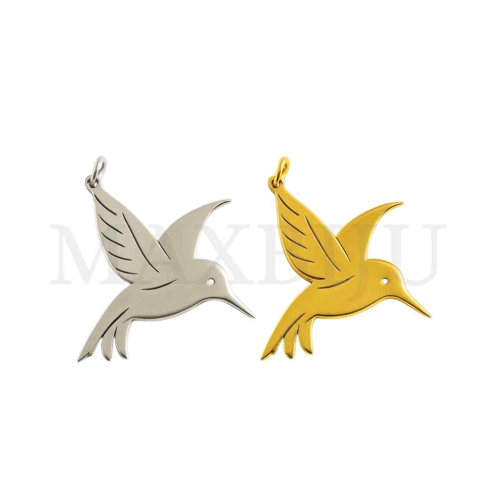 Stainless Steel Hummingbird Pendant 35x30mm
