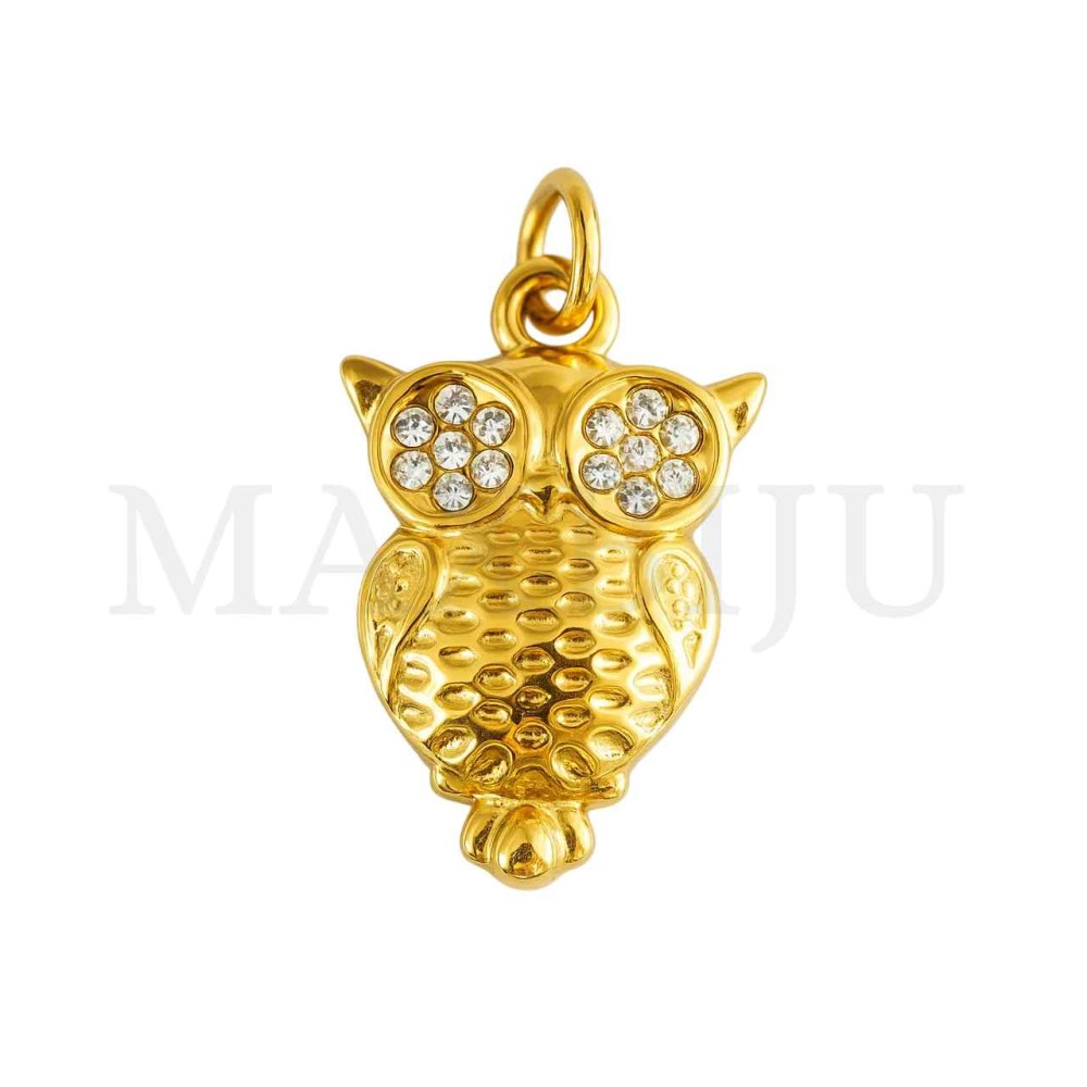 Stainless Steel Owl Pendant 12x18mm