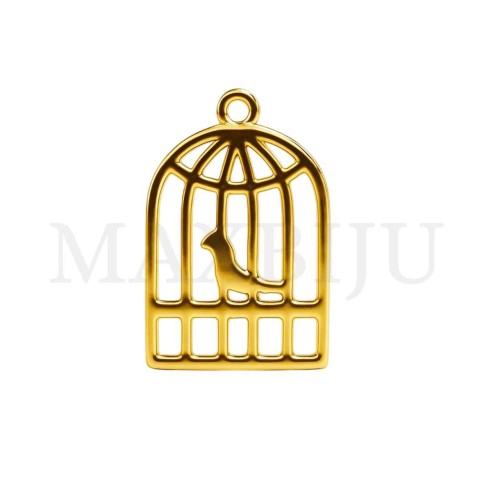 Stainless Steel Birdcage Pendant 11x18mm