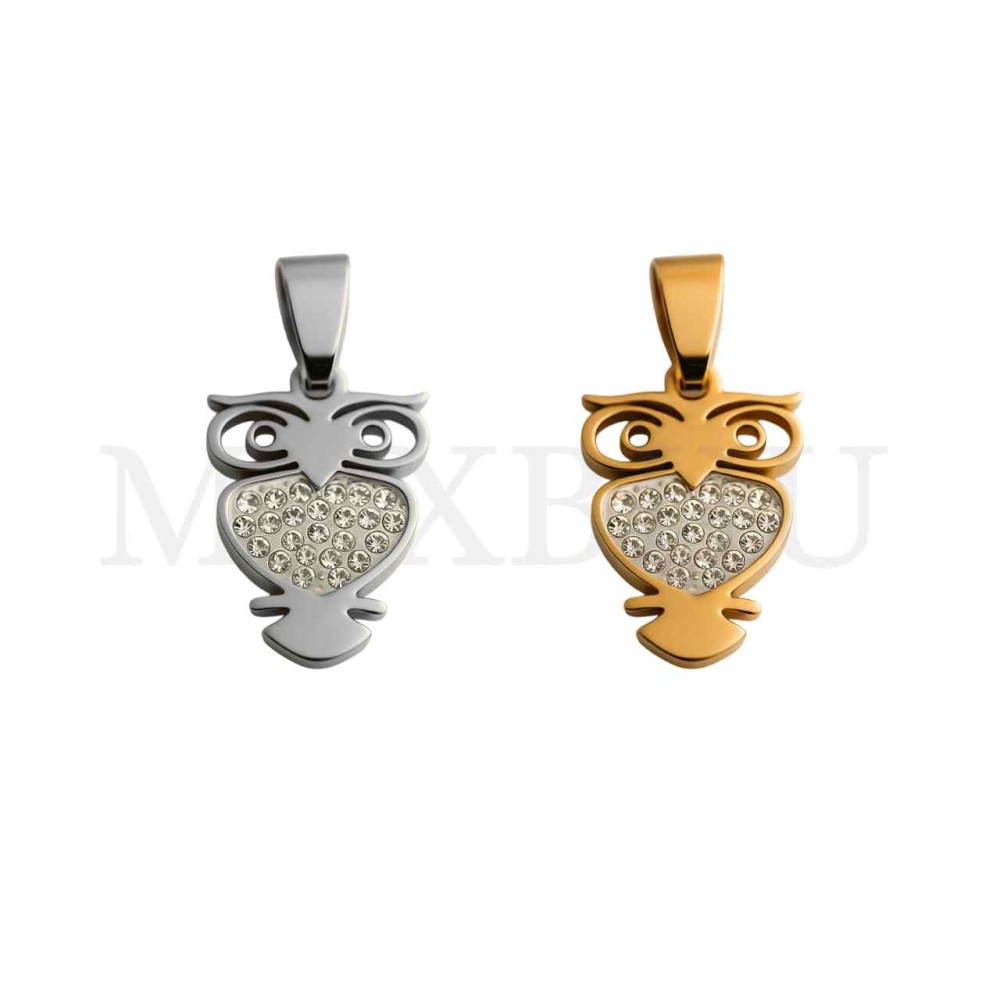 Stainless Steel Owl Pendant 15x21mm