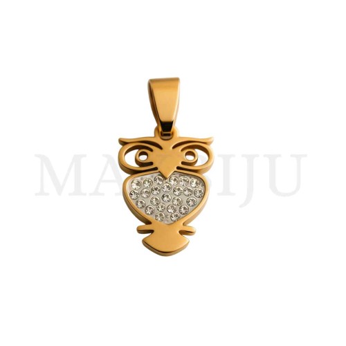 Stainless Steel Owl Pendant 15x21mm