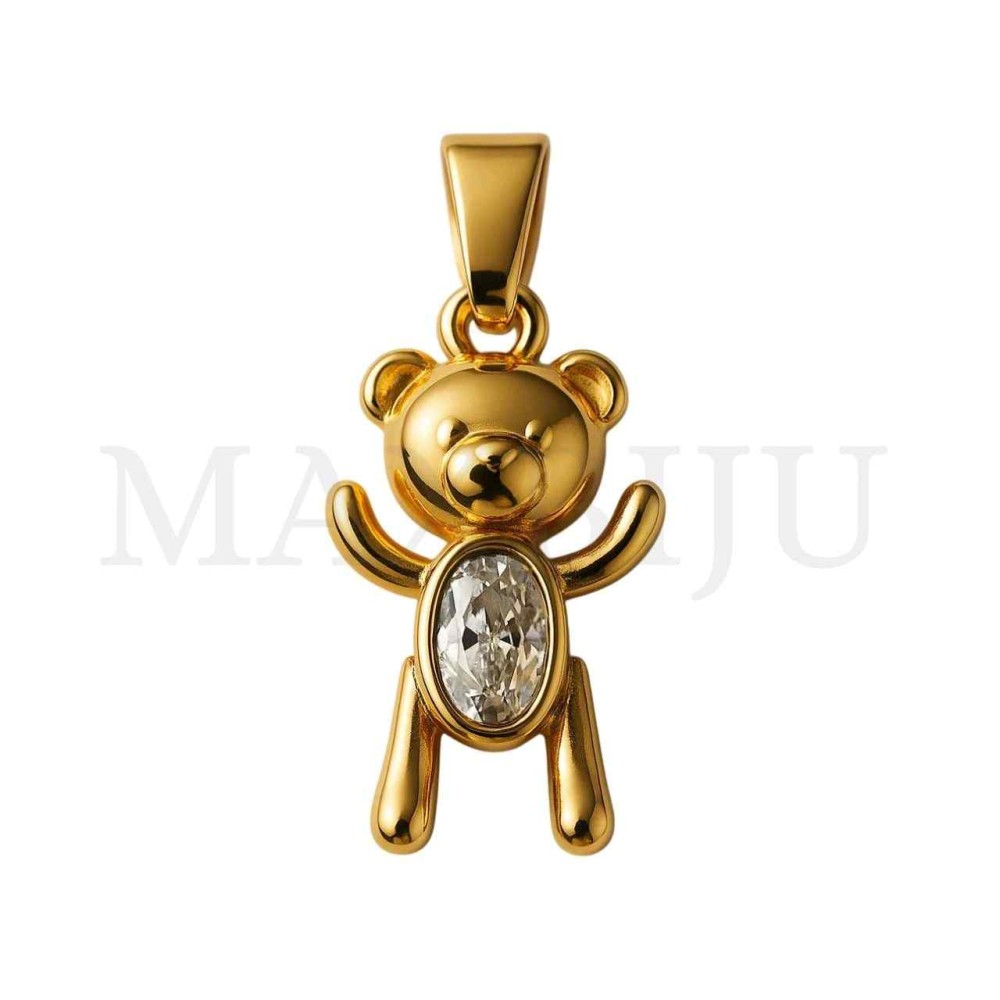 Stainless Steel Teddy Bear Pendant 10x17mm