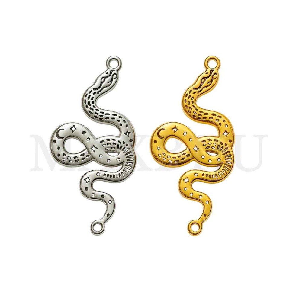 Stainless Steel Snake Pendant 16x31mm