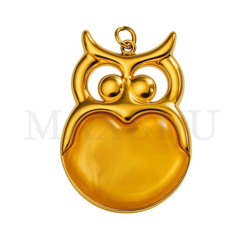 Stainless Steel Owl Pendant 25x35mm