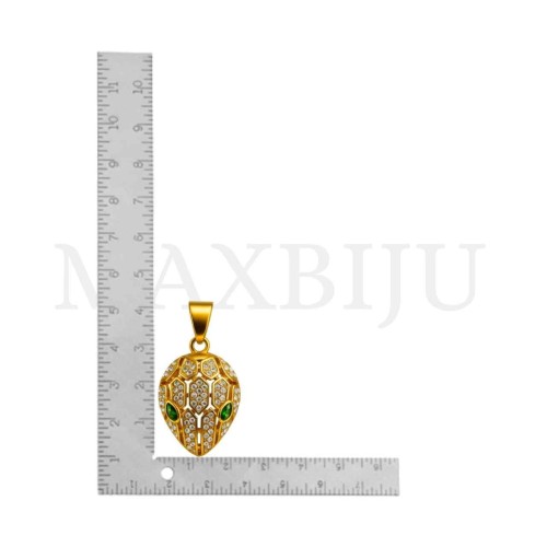 Stainless Steel Snake With Stones Pendant 25x35mm