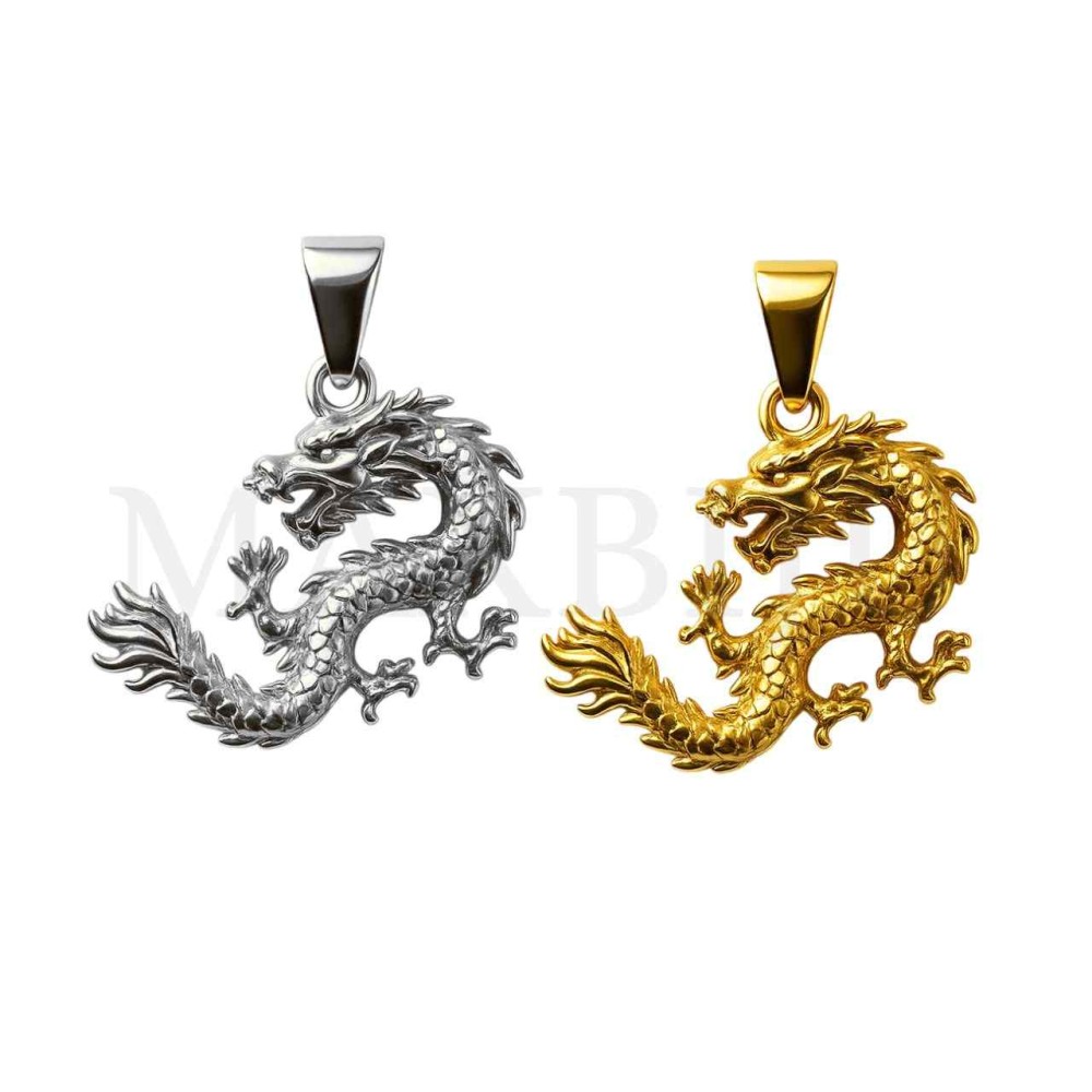 Stainless Steel Dragon Pendant 40x30mm