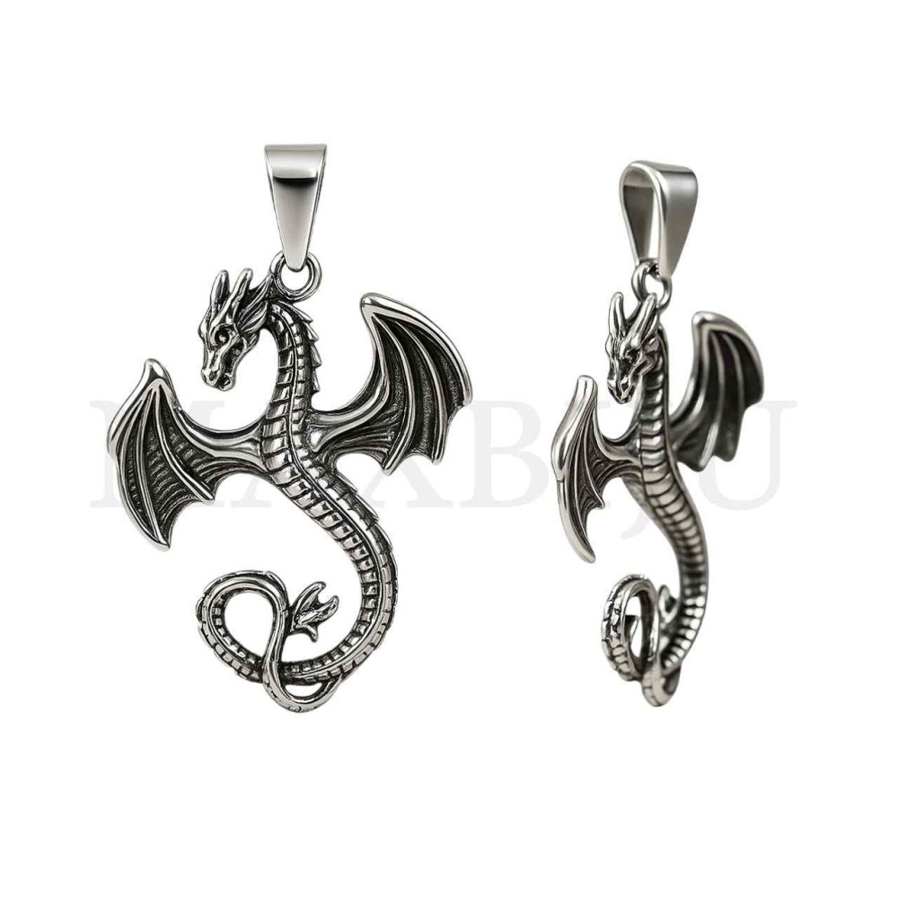 Stainless Steel Dragon Pendant 39x54mm