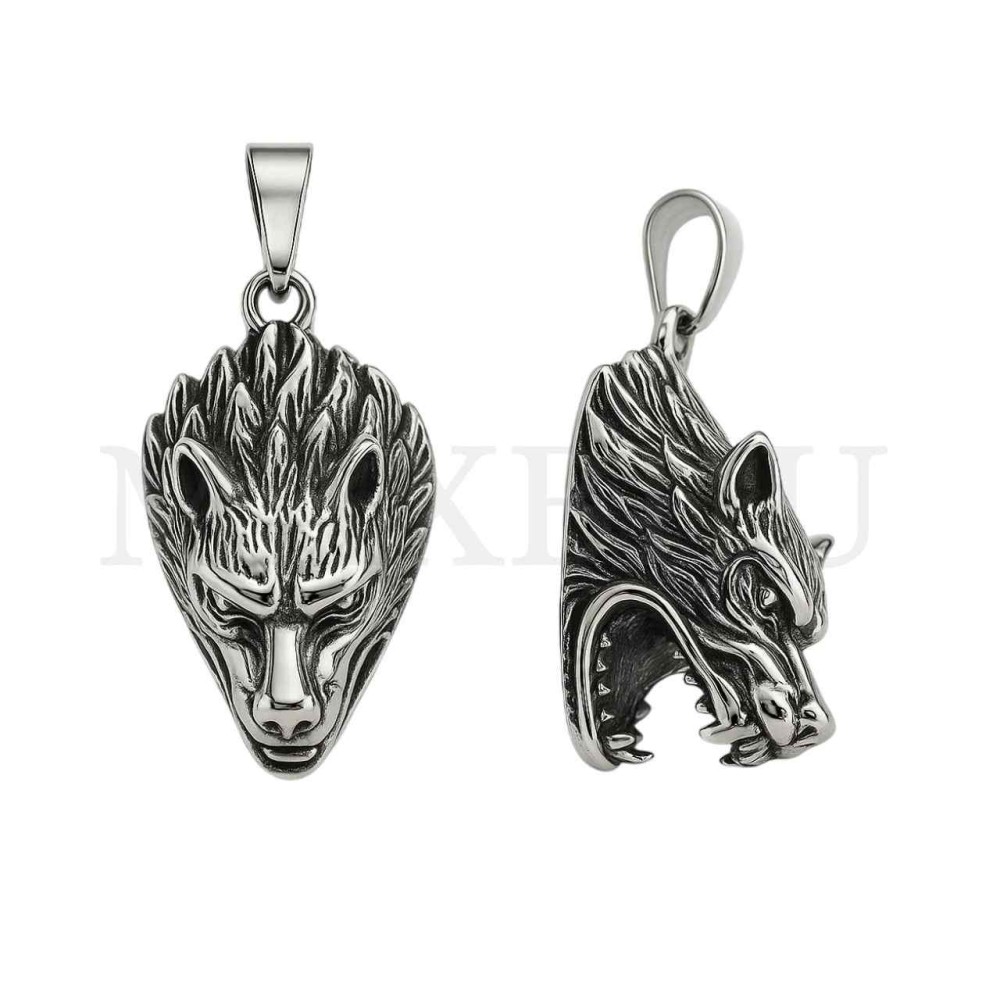 Stainless Steel Wolf Pendant 22x48mm