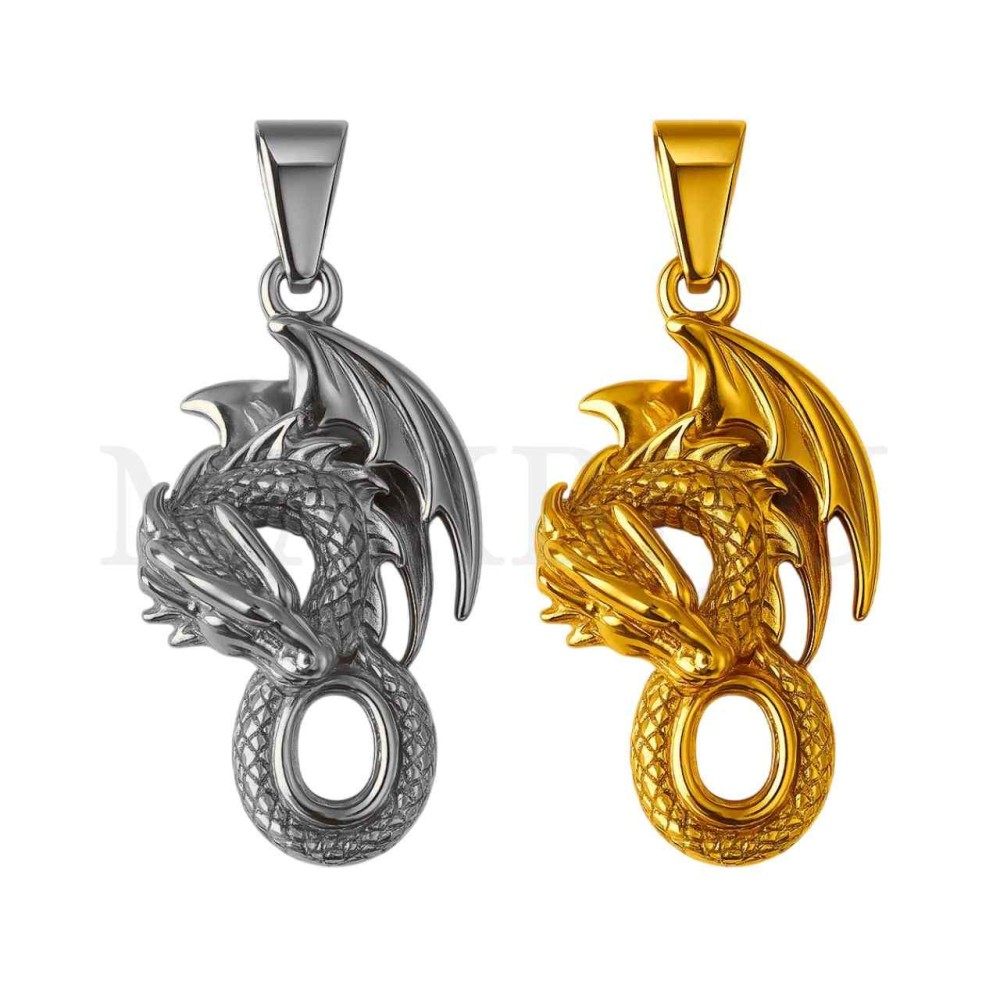 Stainless Steel Dragon Pendant 20x40mm