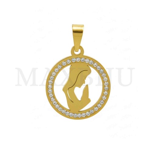 Stainless Steel Pendant with Stones - Mom (20mm)