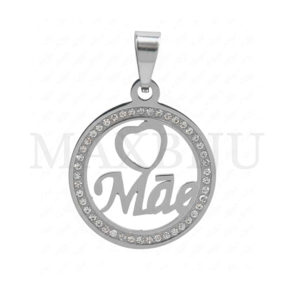 Stainless Steel Pendant with Stones - Mãe (20mm)