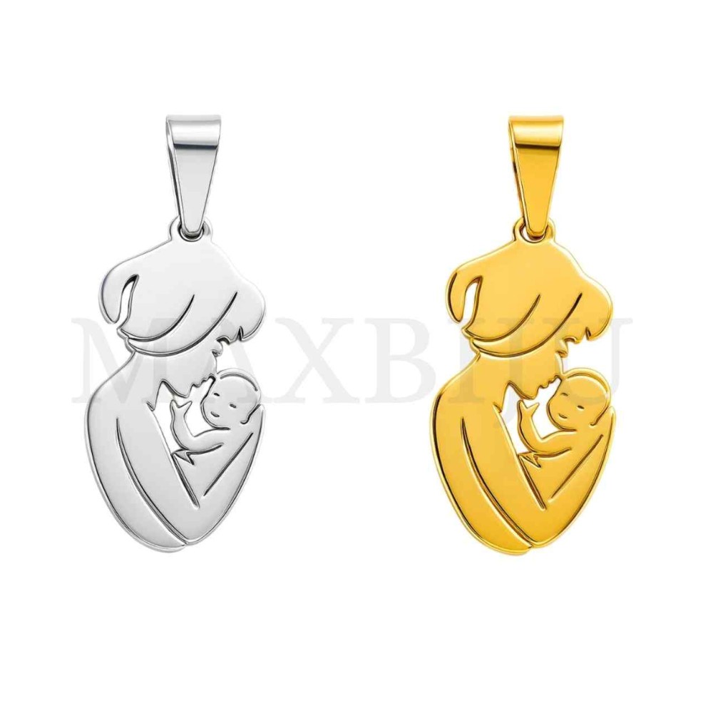 Stainless Steel Pendant - Mom and Child 13x24mm