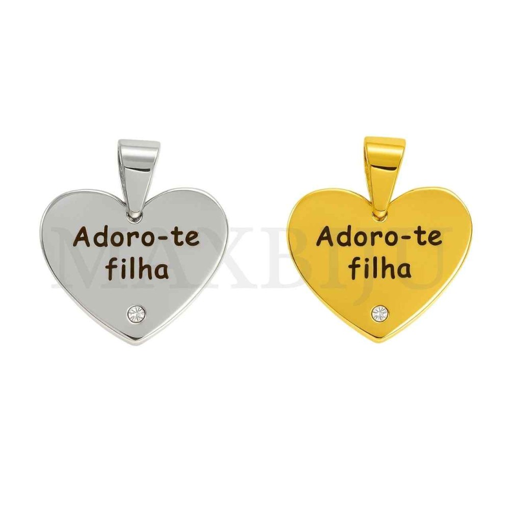Stainless Steel Pendant with a Stone- Adoro-te filha 18x16mm