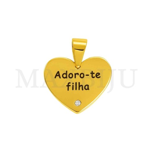 Stainless Steel Pendant with a Stone- Adoro-te filha 18x16mm