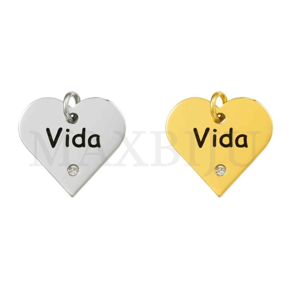 Stainless Steel Pendant with a Stone - Vida 19x17mm