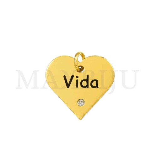 Stainless Steel Pendant with a Stone - Vida 19x17mm