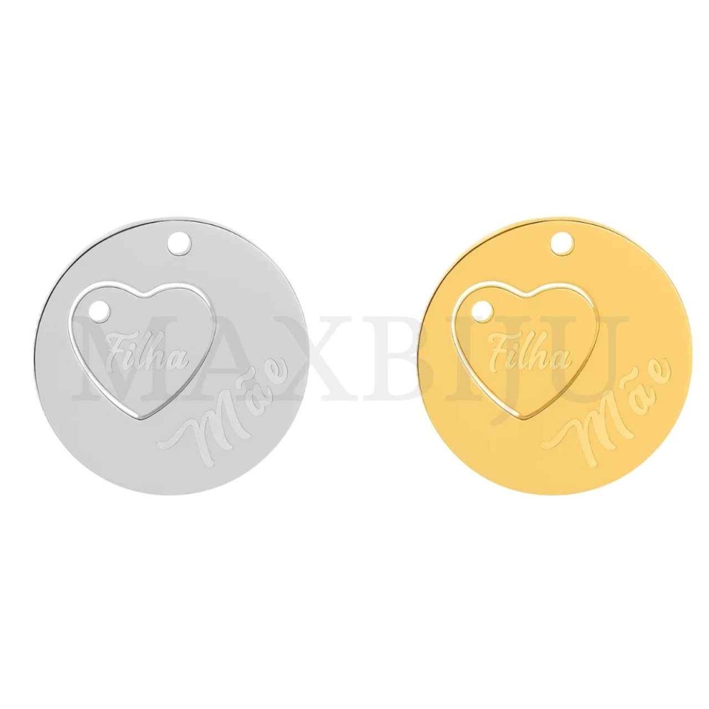 Stainless Steel Interlocking Pendant - Mãe / Filha (20mm)