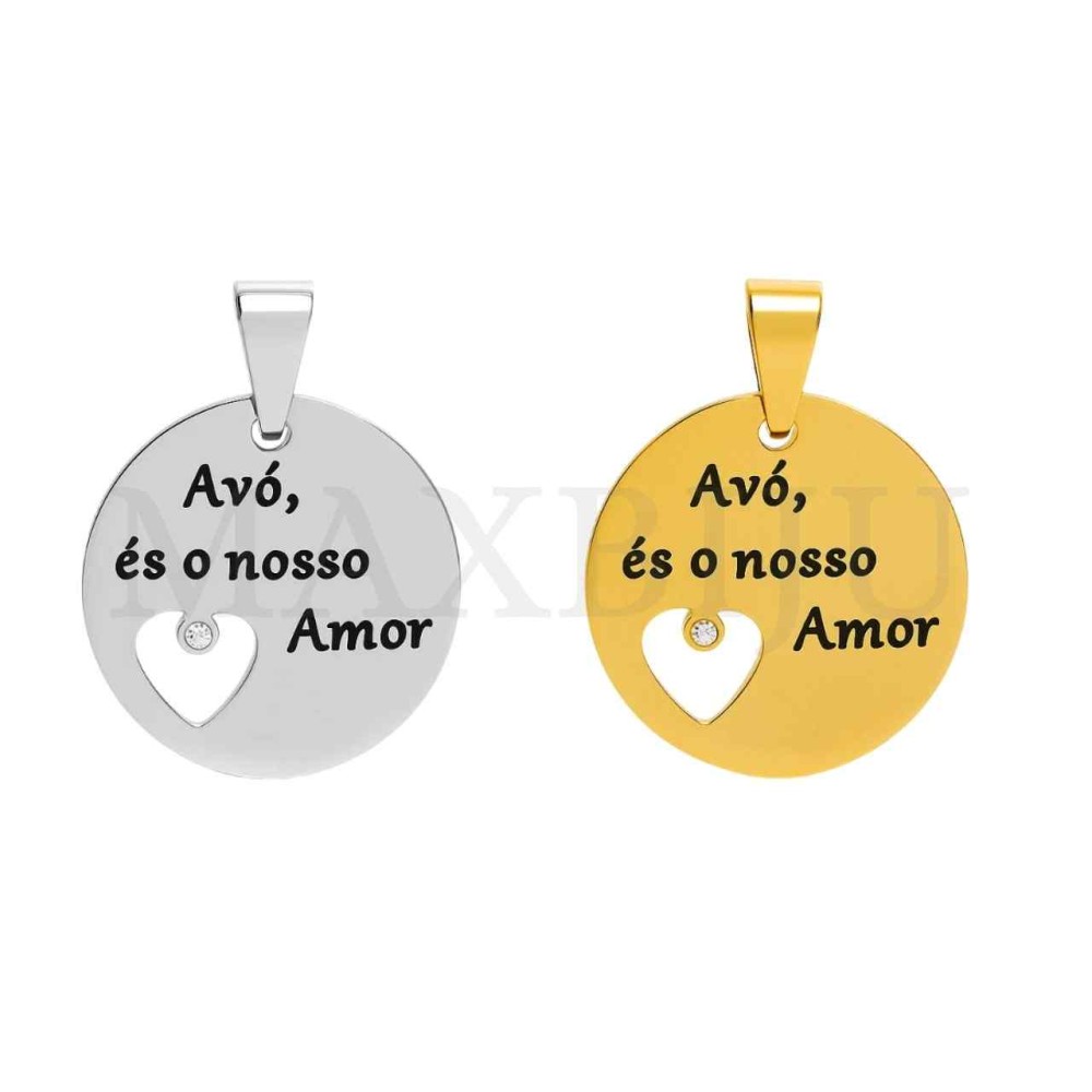 Stainless Steel Pendant with a Stone - Avó, és o nosso Amor (20mm)