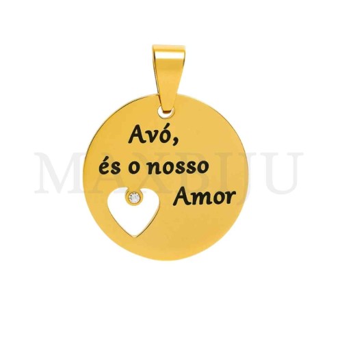 Stainless Steel Pendant with a Stone - Avó, és o nosso Amor (20mm)