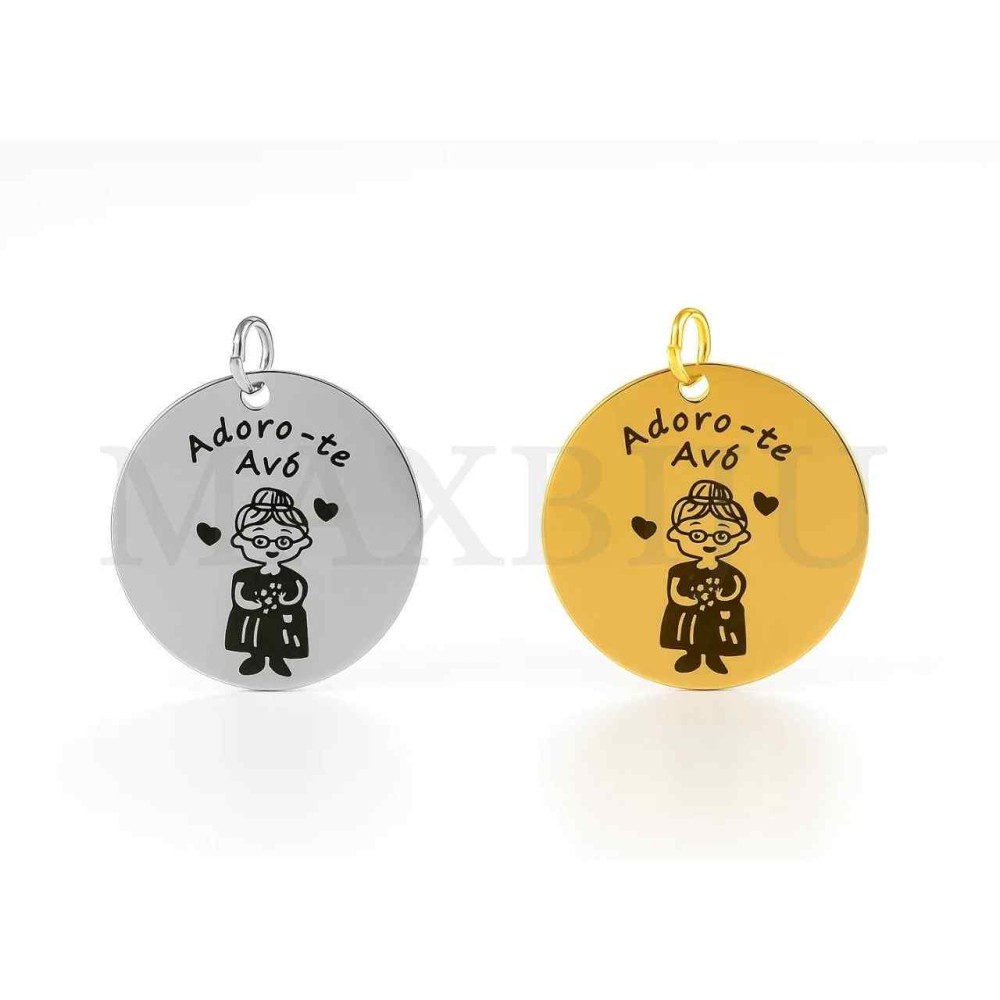 Stainless Steel Pendant - Adoro-te Avó (22mm)