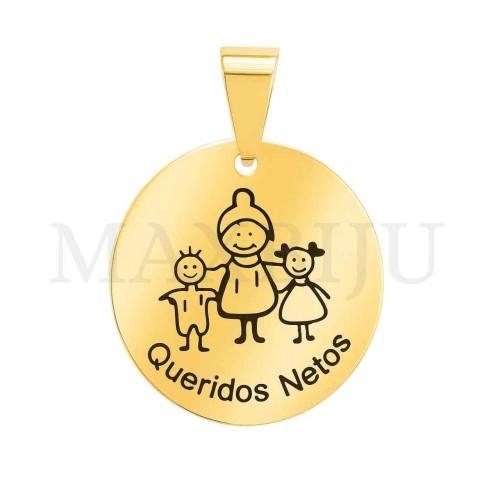 Stainless Steel Pendant - Queridos Netos (25mm)