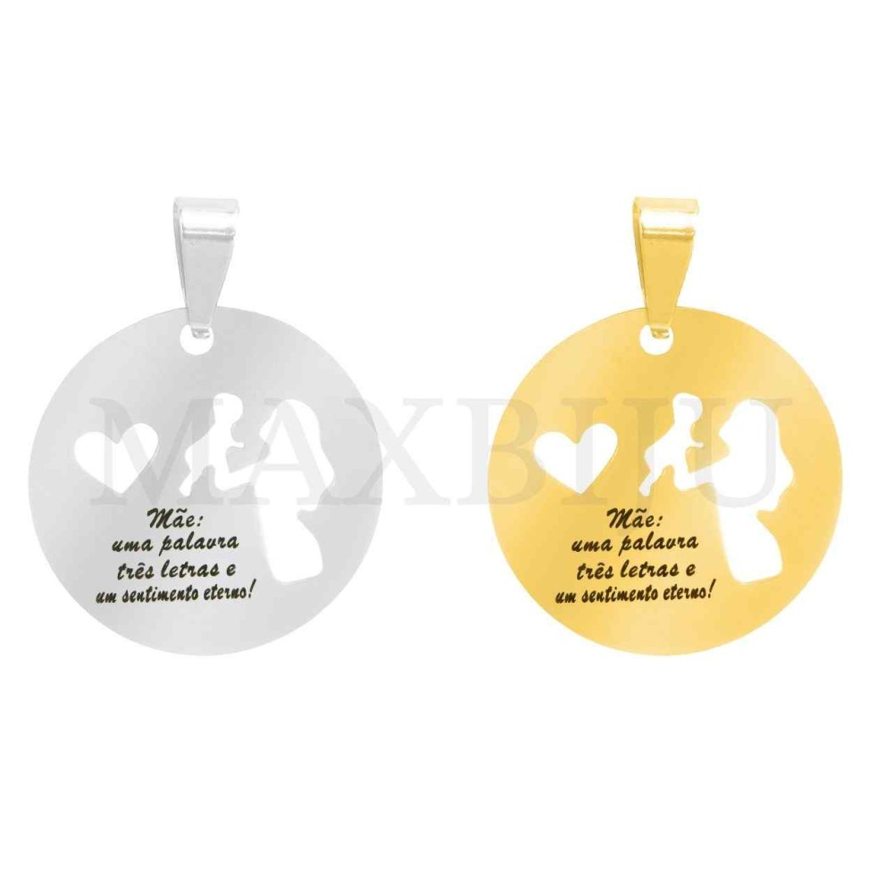 Stainless Steel Pendant - Mãe: uma palavra (20mm)