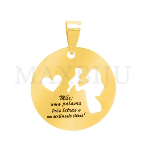 Stainless Steel Pendant - Mãe: uma palavra (20mm)