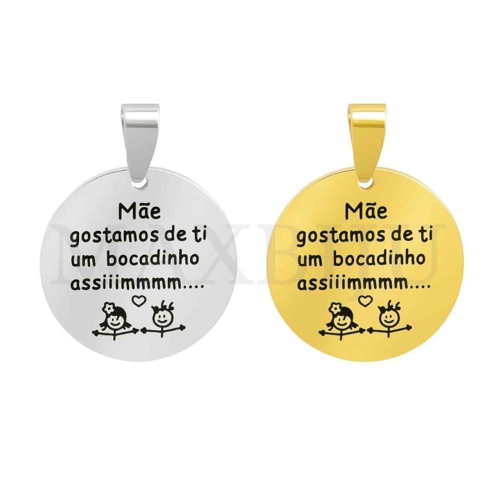 Stainless Steel Pendant - Mãe gostamos de ti (25mm)