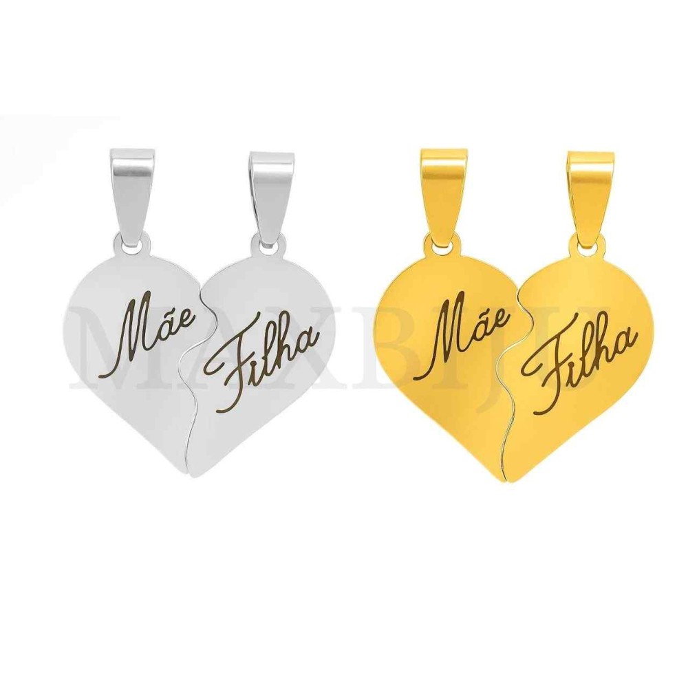 Stainless Steel Interlocking Pendant - Mãe / Filha 30x28mm