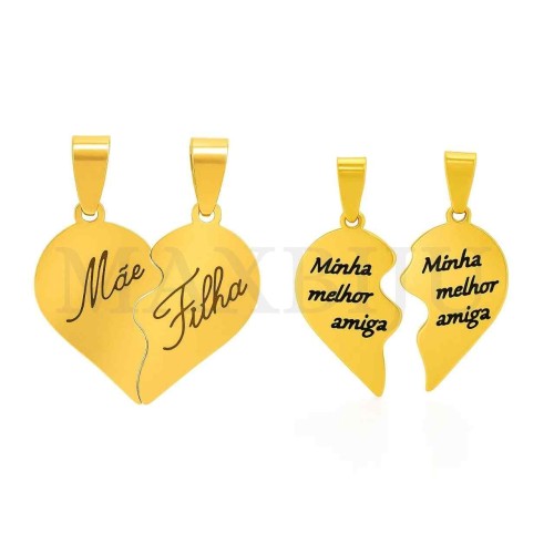 Stainless Steel Interlocking Pendant - Mãe / Filha 30x28mm