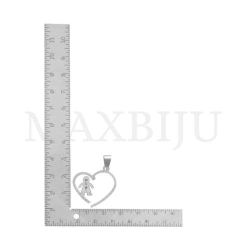 Stainless Steel Interlocking Pendant with Stones - Couple 29x28mm