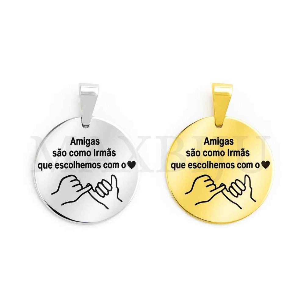 Stainless Steel Pendant - Amigas Irmãs (20mm)