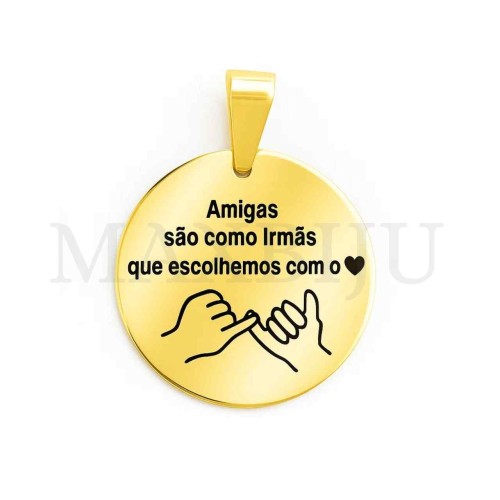 Stainless Steel Pendant - Amigas Irmãs (20mm)