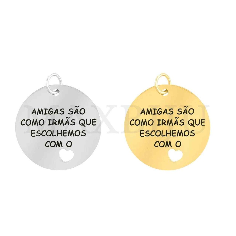 Stainless Steel Pendant - Amigas Irmãs (21mm)