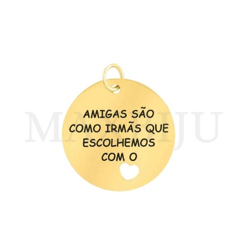 Stainless Steel Pendant - Amigas Irmãs (21mm)
