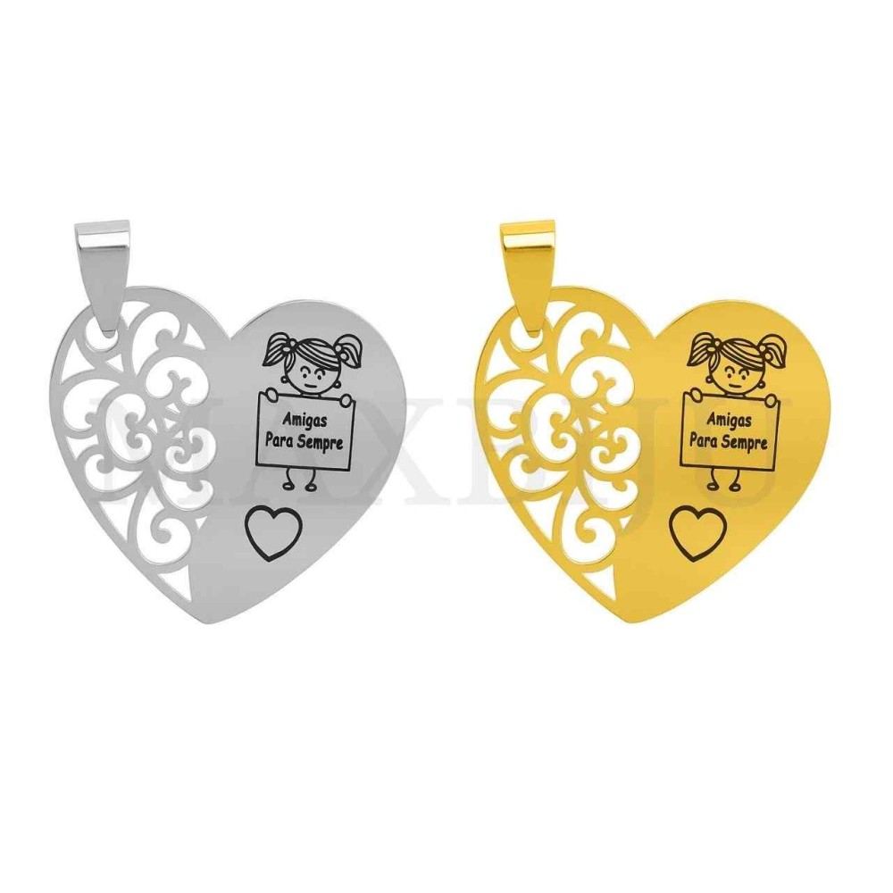 Stainless Steel Pendant - Amigas Para Sempre 30x29mm
