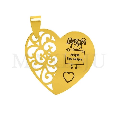 Stainless Steel Pendant - Amigas Para Sempre 30x29mm