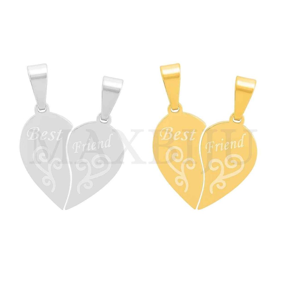 Stainless Steel Interlocking Pendant - Best Friend 19x19mm