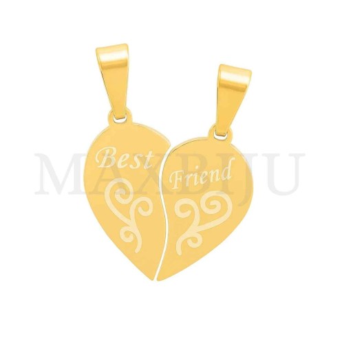 Stainless Steel Interlocking Pendant - Best Friend 19x19mm