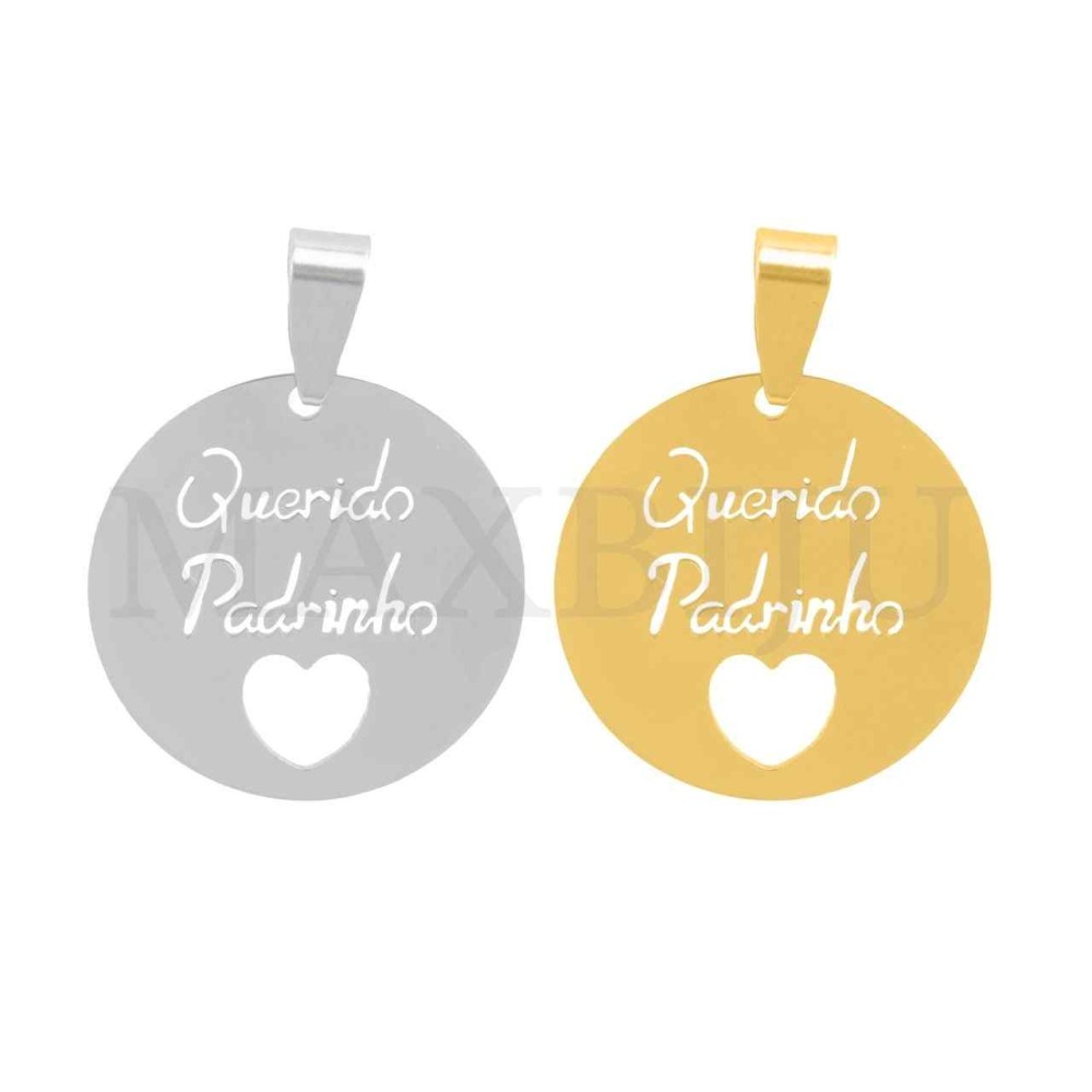 Stainless Steel Pendant - Querido Padrinho (25mm)