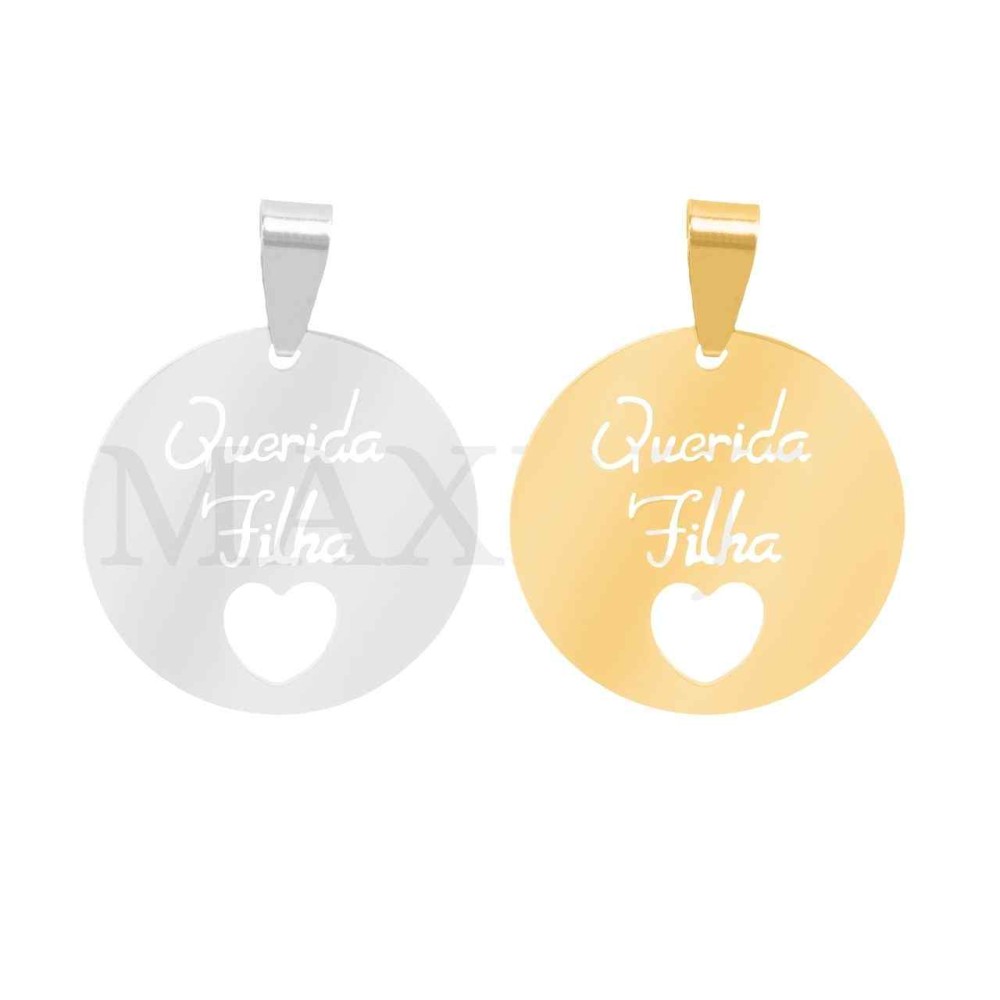 Stainless Steel Pendant - Querida Filha (25mm)
