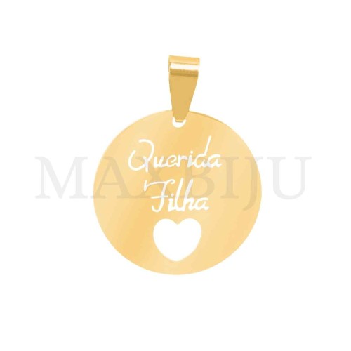 Stainless Steel Pendant - Querida Filha (25mm)