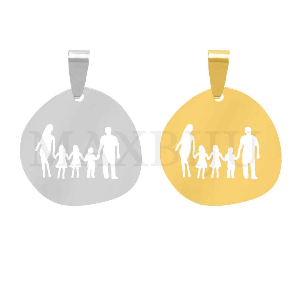 Stainless Steel Pendant - Family Two Girls One Boy (26mm)